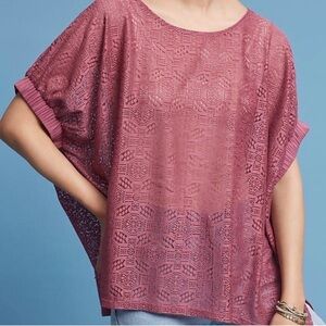 Anthropologie Akemi + Kin mauve sheer lace top oversized XS small